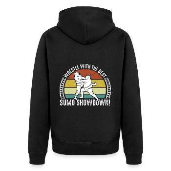 Wrestle with the best Sumo Showdown - Unisex Premium Organic Zip Hoodie - black - Back - Nico (187cm)