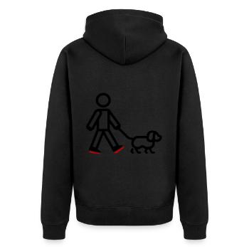 Dog walking dog - Unisex Premium Organic Zip Hoodie - black - Back - Nico (187cm)