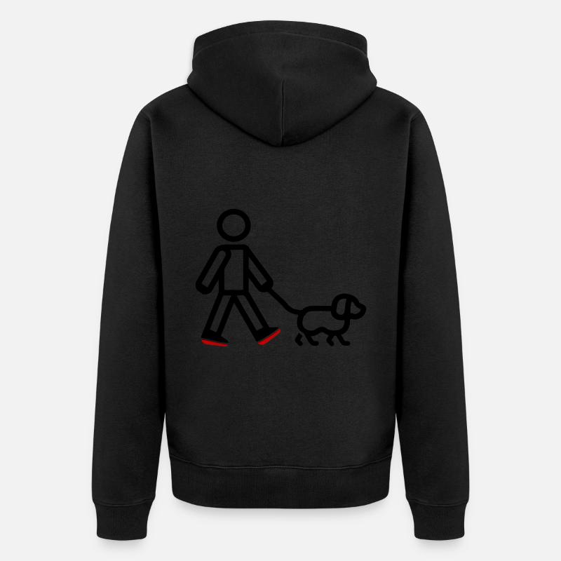 Chien promenant le chien - Veste à capuche bio Premium Unisexe - noir