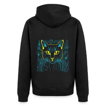 Ukraine Domestic Cat Cat Cats Pets Meow - Unisex Premium Organic Zip Hoodie - black - Back - Nico (187cm)