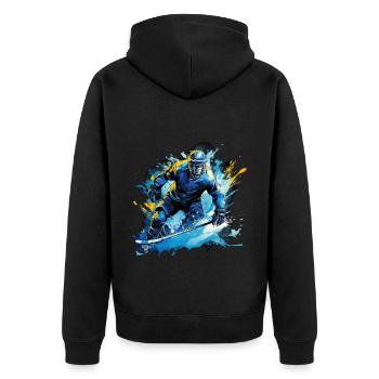 Joueur de hockey cool en équipement de hockey au lycée - Veste à capuche bio Premium Unisexe - noir - Dos - Nico (187cm)
