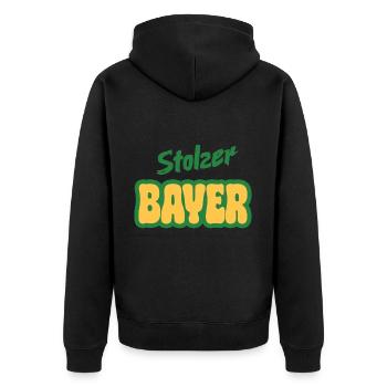 Stolzer Bayer - Unisex Premium Bio Zip Hoodie - Schwarz - Hinten - Nico (187cm)