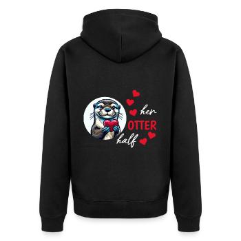 Otter half liebe geschenk - Unisex Premium Bio Zip Hoodie - Schwarz - Hinten - Nico (187cm)