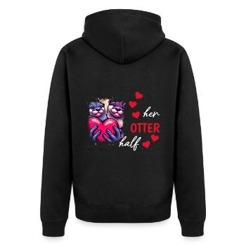 Otter half liebe geschenk - Unisex Premium Bio Zip Hoodie - Schwarz - Hinten - Nico (187cm)