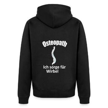 Osteopath, Ich sorge für Wirbel, shirt Geschenk - Unisex Premium Bio Zip Hoodie - Schwarz - Hinten - Nico (187cm)
