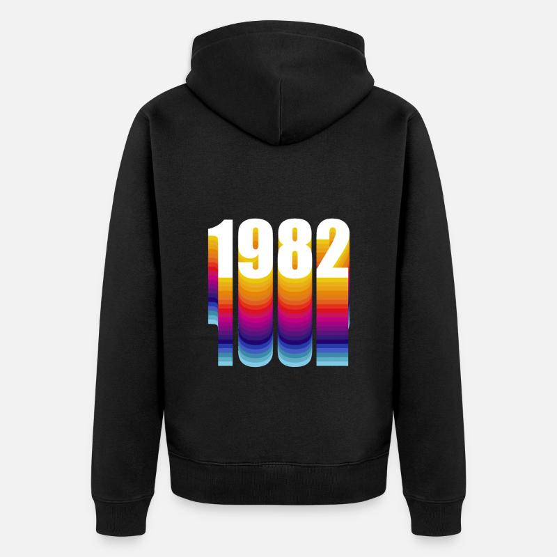 1982 Geburtstagsfeiergeschenk Made In 1982 - Unisex Premium Bio Zip Hoodie - Schwarz