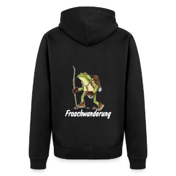 Migration de grenouilles, grenouilles crapaud marchant amphibiens - Veste à capuche bio Premium Unisexe - noir - Dos - Nico (187cm)