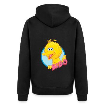 Sesamstraße Bibo Portrait - Unisex Premium Bio Zip Hoodie - Schwarz - Hinten - Nico (187cm)
