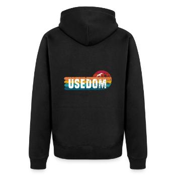 Usedom - Unisex Premium Bio Zip Hoodie - Schwarz - Hinten - Nico (187cm)