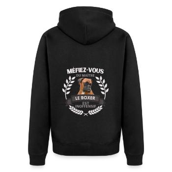 Méfiez-vous du maître - BOXER - Veste à capuche bio Premium Unisexe - noir - Dos - Nico (187cm)