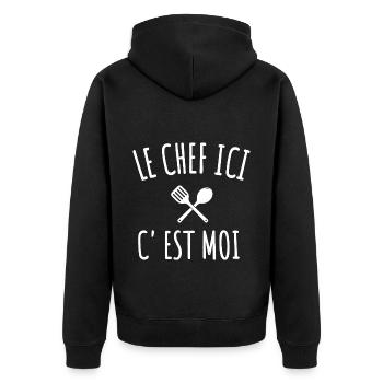 cuisine le chef c' est moi humour cuisinier cadeau - Veste à capuche bio Premium Unisexe - noir - Dos - Nico (187cm)