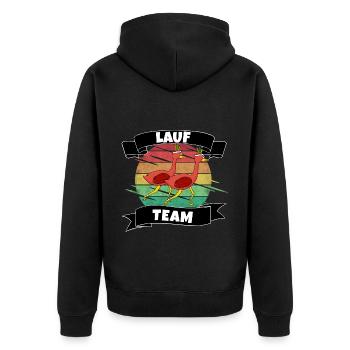 Lauf Team für Gruppen Marathon oder Gruppen Sport - Unisex Premium Bio Zip Hoodie - Schwarz - Hinten - Nico (187cm)
