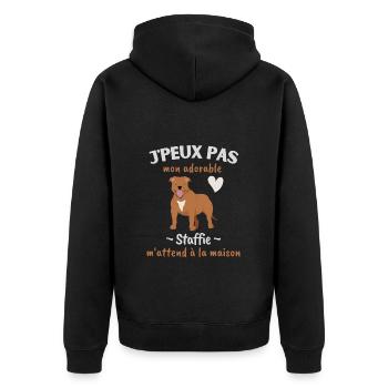 J'peux pas, mon Staffie m'attend à la maison! - Veste à capuche bio Premium Unisexe - noir - Dos - Nico (187cm)
