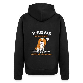 J'peux pas, mon Cavalier King Charles m'attend! - Veste à capuche bio Premium Unisexe - noir - Dos - Nico (187cm)