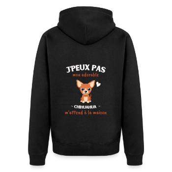 J'peux pas, mon Chihuahua m'attend! - Veste à capuche bio Premium Unisexe - noir - Dos - Nico (187cm)