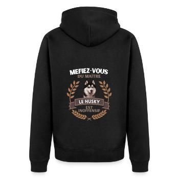 Méfiez vous du maître - Husky - Veste à capuche bio Premium Unisexe - noir - Dos - Nico (187cm)