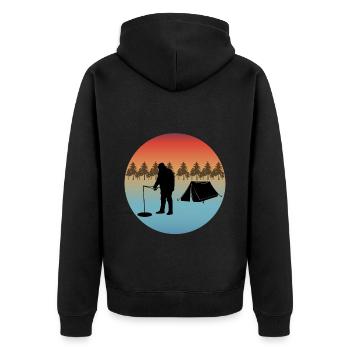 Pêche sur glace Camp d’hiver Camp Tentes Arbres Nature - Veste à capuche bio Premium Unisexe - noir - Dos - Nico (187cm)