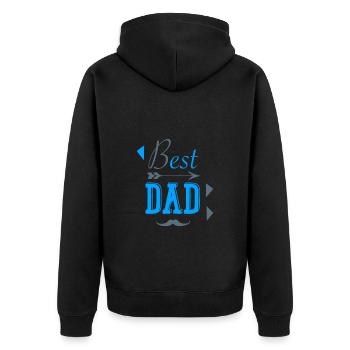 BEST DAD Vatertagsgeschenk - Unisex Premium Bio Zip Hoodie - Schwarz - Hinten - Nico (187cm)