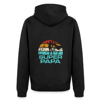 Super papa cadeau fête des père - Veste à capuche bio Premium Unisexe - noir - Dos - Nico (187cm)