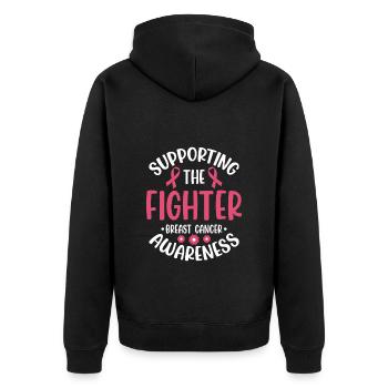 Krebs Kampf Kämpferin Krankheit - Unisex Premium Bio Zip Hoodie - Schwarz - Hinten - Nico (187cm)