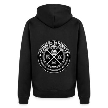 Farben änderbar Schonend Behandeln 50. Geburtstag - Unisex Premium Bio Zip Hoodie - Schwarz - Hinten - Nico (187cm)