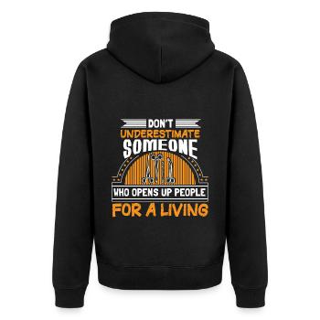 Chirurg OP Notaufnahme Geschenkidee - Unisex Premium Bio Zip Hoodie - Schwarz - Hinten - Nico (187cm)