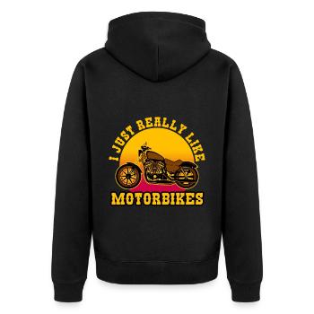 I Just Really Like Motorbikes - Unisex Premium Organic Zip Hoodie - black - Back - Nico (187cm)