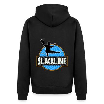 Slackline Slacklining - Unisex Premium Bio Zip Hoodie - Schwarz - Hinten - Nico (187cm)