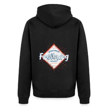 Freiburg Germany City Skyline Home Love - Unisex Premium Organic Zip Hoodie - black - Back - Nico (187cm)