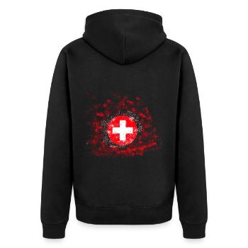 Épingles de couleur du drapeau du championnat du monde de Suisse - Veste à capuche bio Premium Unisexe - noir - Dos - Nico (187cm)