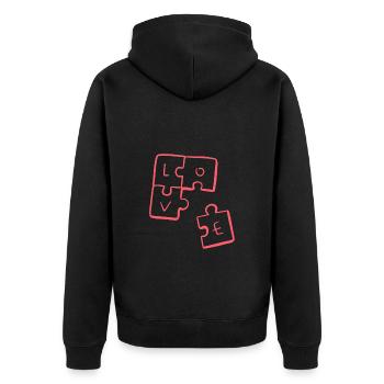 LOVE - Puzzle Pieces - Unisex Premium Organic Zip Hoodie - black - Back - Nico (187cm)