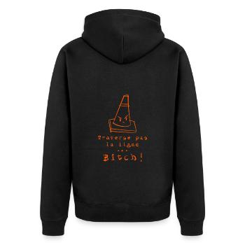 Traverse pas la ligne ! Cône de signalisation - Veste à capuche bio Premium Unisexe - noir - Dos - Nico (187cm)