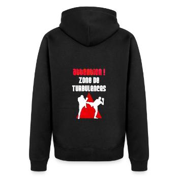 ATTENTION ! Zone de turbulences - Veste à capuche bio Premium Unisexe - noir - Dos - Nico (187cm)
