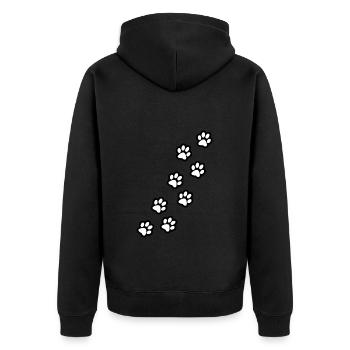 Pfoten von Hund und Katze - Unisex Premium Bio Zip Hoodie - Schwarz - Hinten - Nico (187cm)