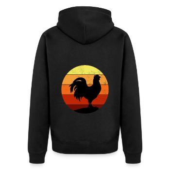 Hühnerliebhaber Geflügelzüchter Farming Vintage Retro - Unisex Premium Bio Zip Hoodie - Schwarz - Hinten - Nico (187cm)