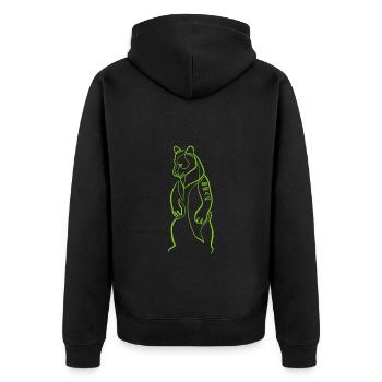 Bär " BÄR " eine Zeile - Unisex Premium Bio Zip Hoodie - Schwarz - Hinten - Nico (187cm)