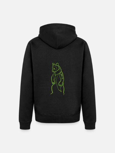 Bear " BEAR " one line - Unisex Premium Organic Zip Hoodie - black
