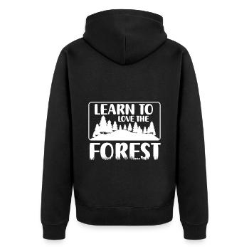 Wald Umweltschutz Berge - Unisex Premium Bio Zip Hoodie - Schwarz - Hinten - Nico (187cm)