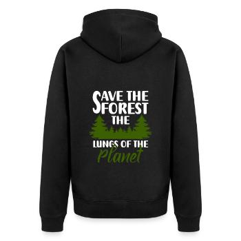 Outdoor Umweltschutz Waldtier - Unisex Premium Bio Zip Hoodie - Schwarz - Hinten - Nico (187cm)