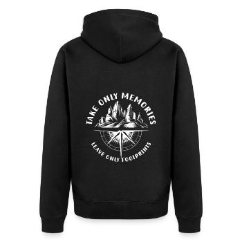 Outdoor Wandern - Unisex Premium Bio Zip Hoodie - Schwarz - Hinten - Nico (187cm)