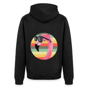 Flamingo - Unisex Premium Organic Zip Hoodie - black - Back - Nico (187cm)