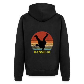 DANSEUR HOMME SUNSET ROUGE ET JAUNE HIP HOP STREET - Veste à capuche bio Premium Unisexe - noir - Dos - Nico (187cm)