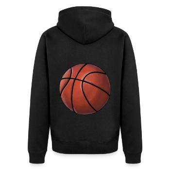 Basketball Liebhaber Basketbälle Sticker - Unisex Premium Bio Zip Hoodie - Schwarz - Hinten - Nico (187cm)