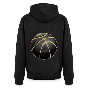 Basketball Sticker Black Gold Ball - Unisex Premium Organic Zip Hoodie - black - Back - Nico (187cm)