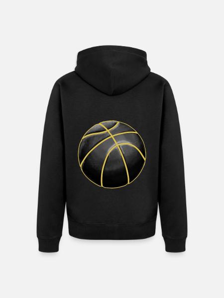 Basketball Sticker Black Gold Ball - Unisex Premium Organic Zip Hoodie - black