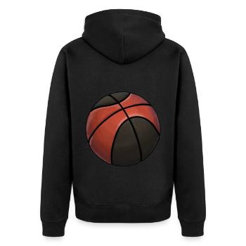 Basketball Sticker Basketbälle Liebhaber - Unisex Premium Bio Zip Hoodie - Schwarz - Hinten - Nico (187cm)