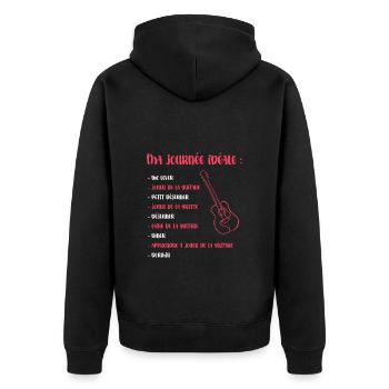 Jouer de la guitare - journée idéale - Veste à capuche bio Premium Unisexe - noir - Dos - Nico (187cm)