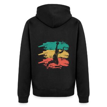 retro basketball - Unisex Premium Bio Zip Hoodie - Schwarz - Hinten - Nico (187cm)