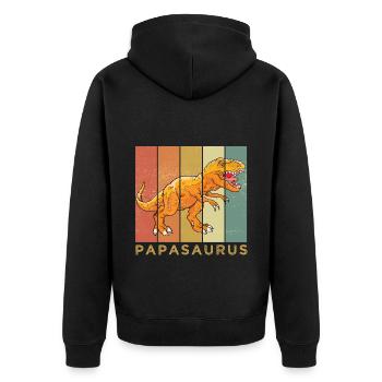 papasaurus - Unisex Premium Bio Zip Hoodie - Schwarz - Hinten - Nico (187cm)