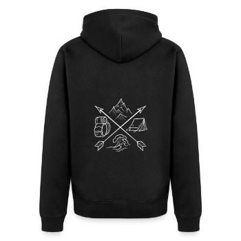 Wild Camping Symbol - Unisex Premium Organic Zip Hoodie - black - Back - Nico (187cm)